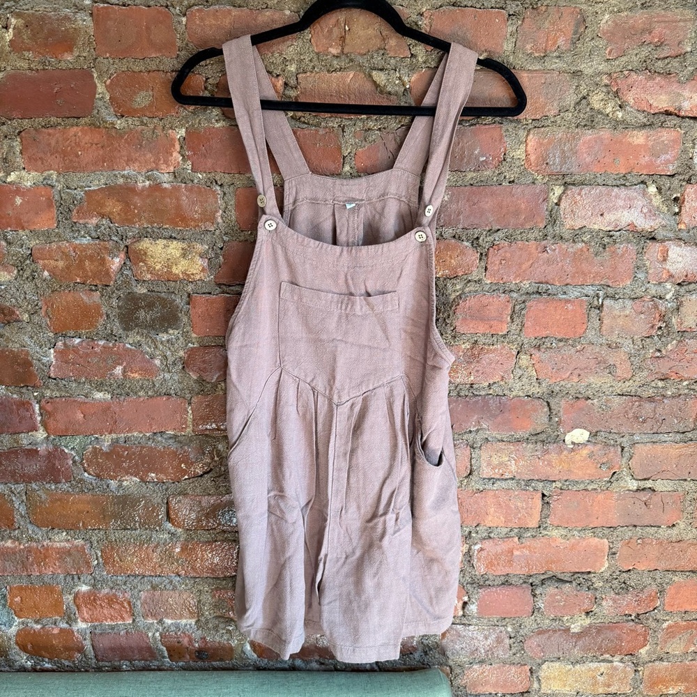 Brown Linen Overall Rhomper